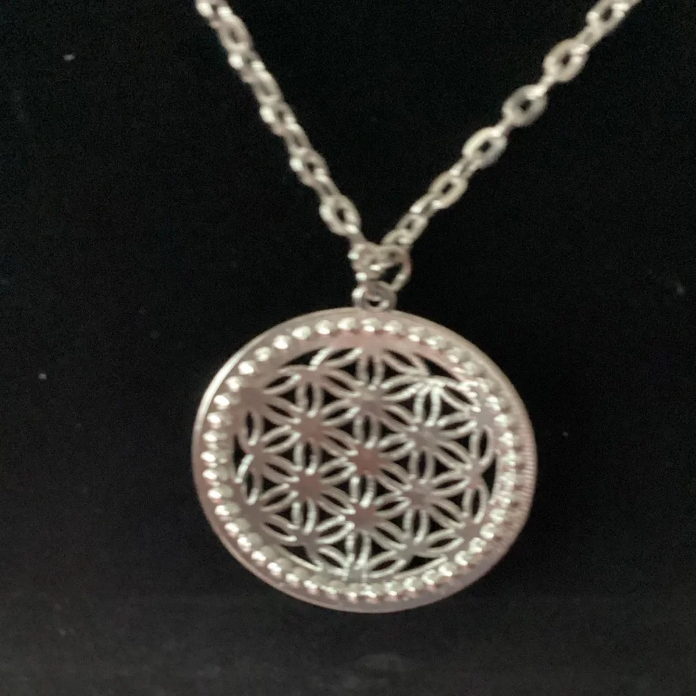 Orange Silver Tone Necklace with Pendant